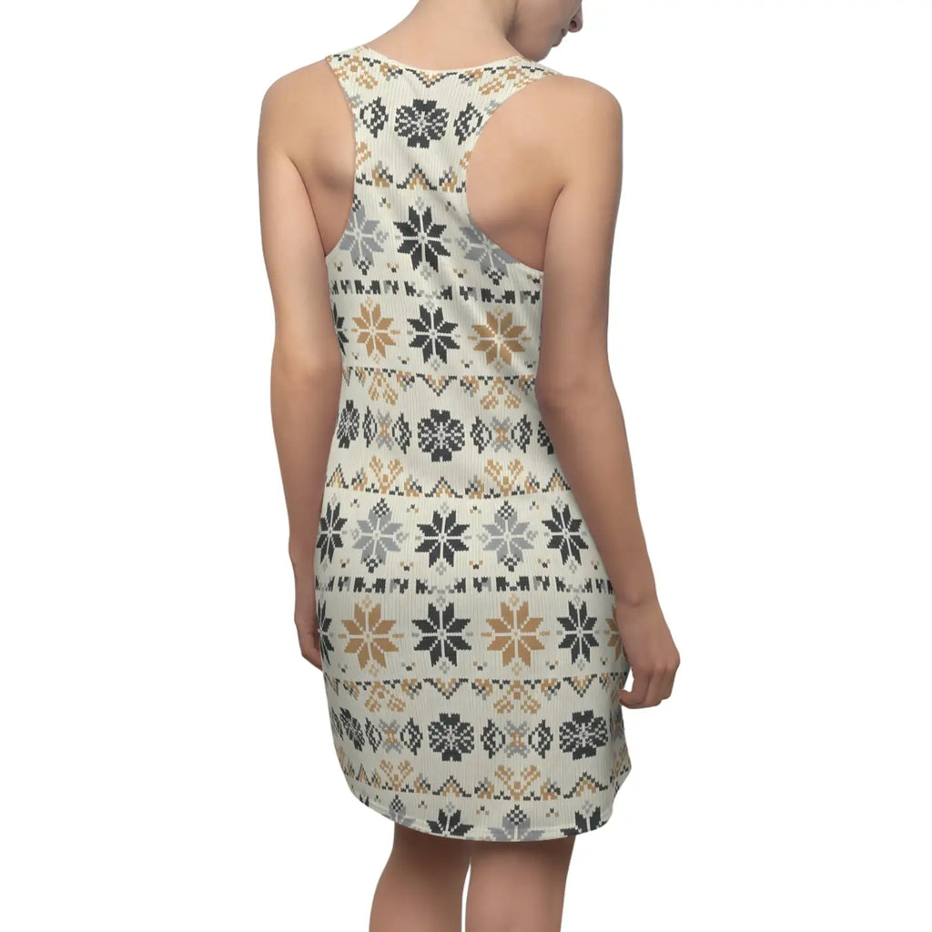 Nordic Snowflake Print Racerback Dress - Cozy Winter AOP - DipaliZ