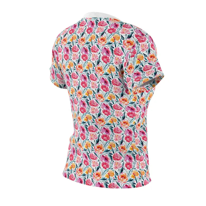 Pink Floral Pattern AOP Cut and Sew Tee for Women - DipaliZ