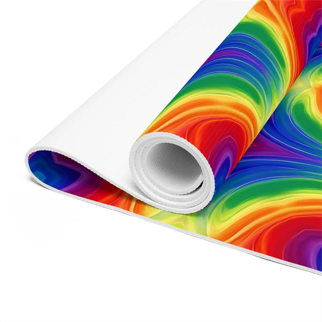 Rainbow Kaleidoscope Foam Yoga Mat - Energy Flow Design - DipaliZ