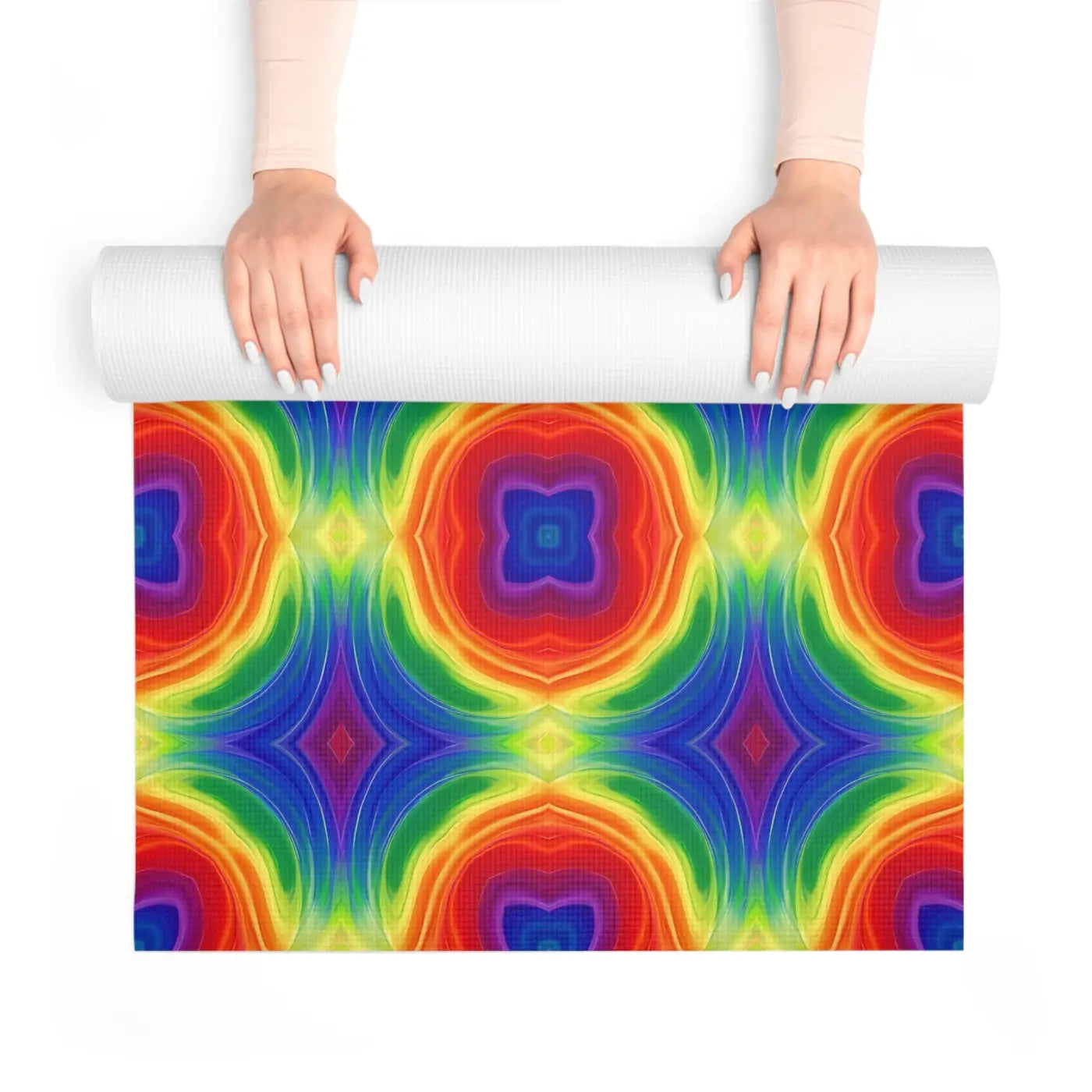 Rainbow Kaleidoscope Foam Yoga Mat - Energy Flow Design - DipaliZ