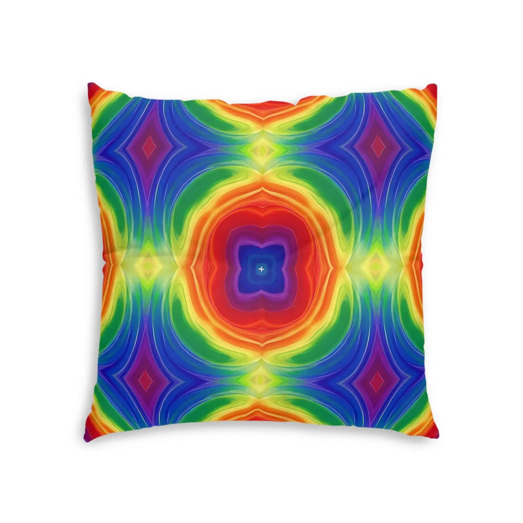 Vibrant Boho Rainbow Tufted Floor Pillow - Kaleidoscope Style - DipaliZ