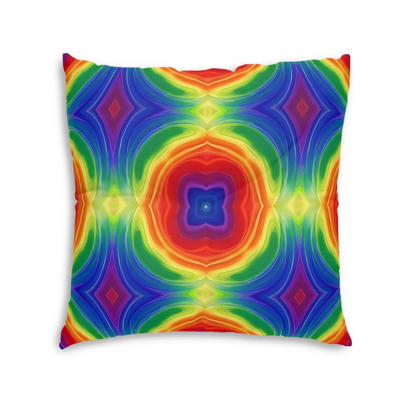 Vibrant Boho Rainbow Tufted Floor Pillow - Kaleidoscope Style - DipaliZ