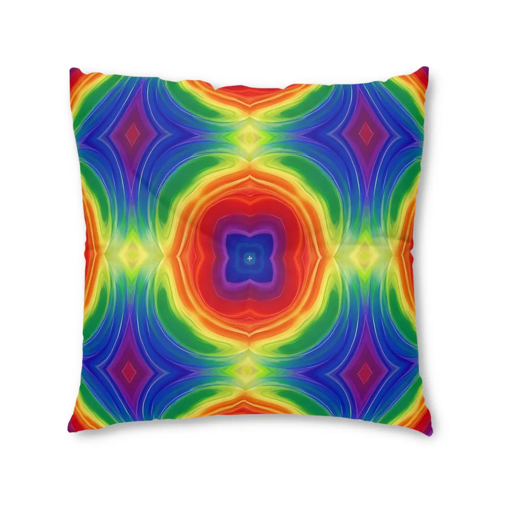 Vibrant Boho Rainbow Tufted Floor Pillow - Kaleidoscope Style - DipaliZ