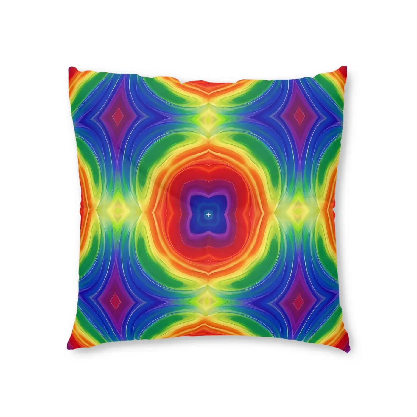Vibrant Boho Rainbow Tufted Floor Pillow - Kaleidoscope Style - DipaliZ