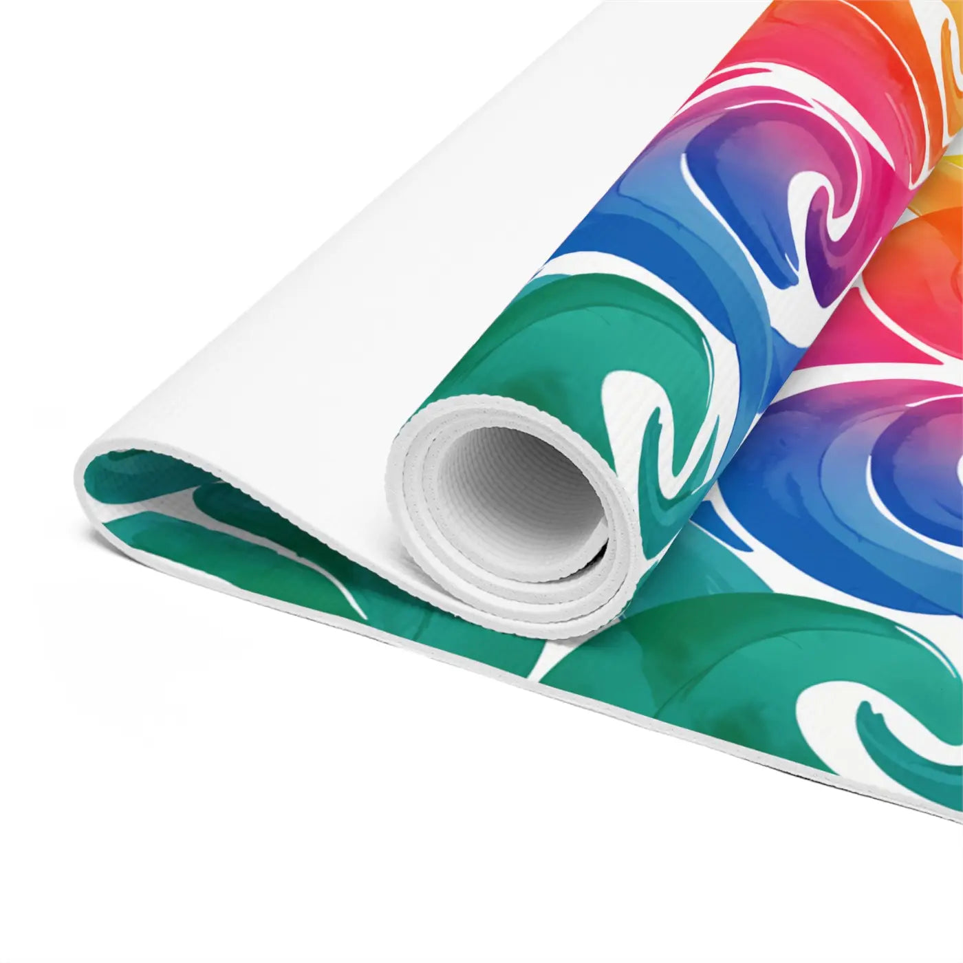 Rainbow Wave Foam Yoga Mat - Surf Design Non-Slip - DipaliZ