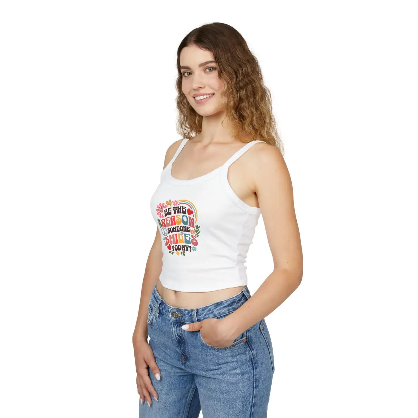 Motivational Spaghetti Strap Tank - Smile Inspiration - DipaliZ