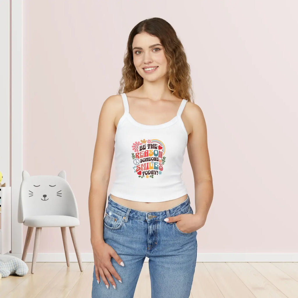 Motivational Spaghetti Strap Tank - Smile Inspiration - DipaliZ