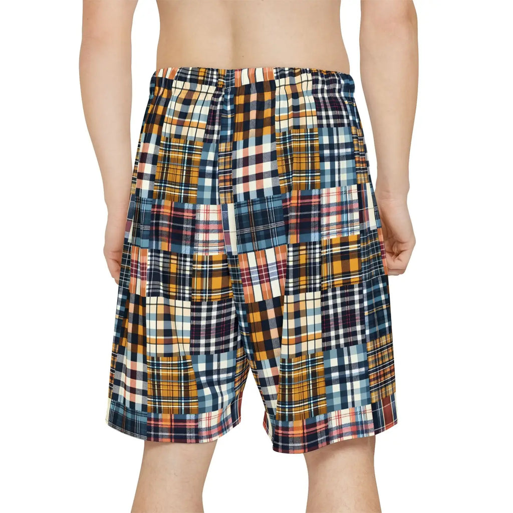 Plaid Pattern Sports Shorts - Vibrant Activewear - DipaliZ
