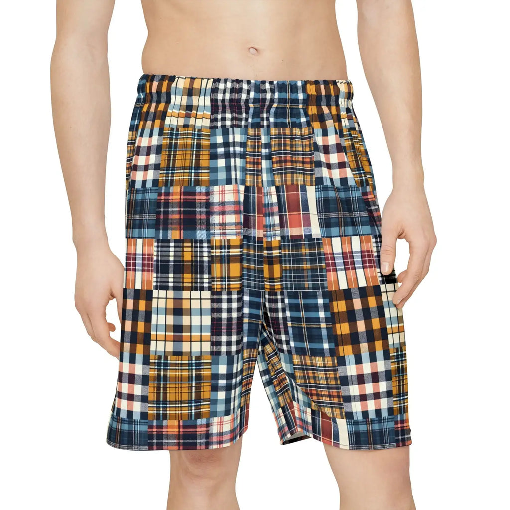 Plaid Pattern Sports Shorts - Vibrant Activewear - DipaliZ