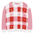 Red Buffalo Check Pattern Knitted Crew Sweater - DipaliZ
