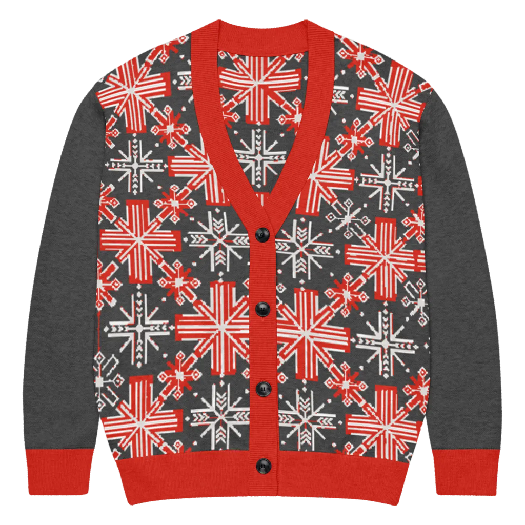 Red Colorblock Cardigan - Patchwork Sleeves Design - DipaliZ