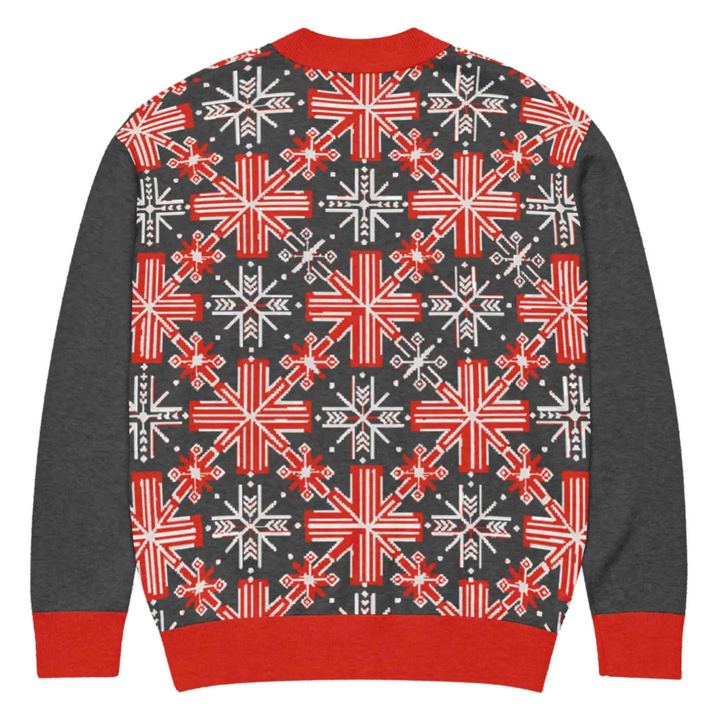 Red Colorblock Cardigan - Patchwork Sleeves Design - DipaliZ