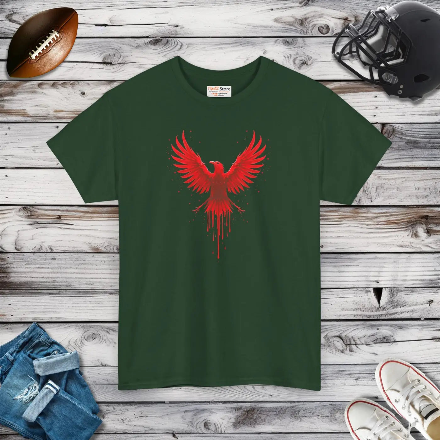 Red Eagle Unisex Heavy Cotton Tee - Bold Football Fan Design - DipaliZ