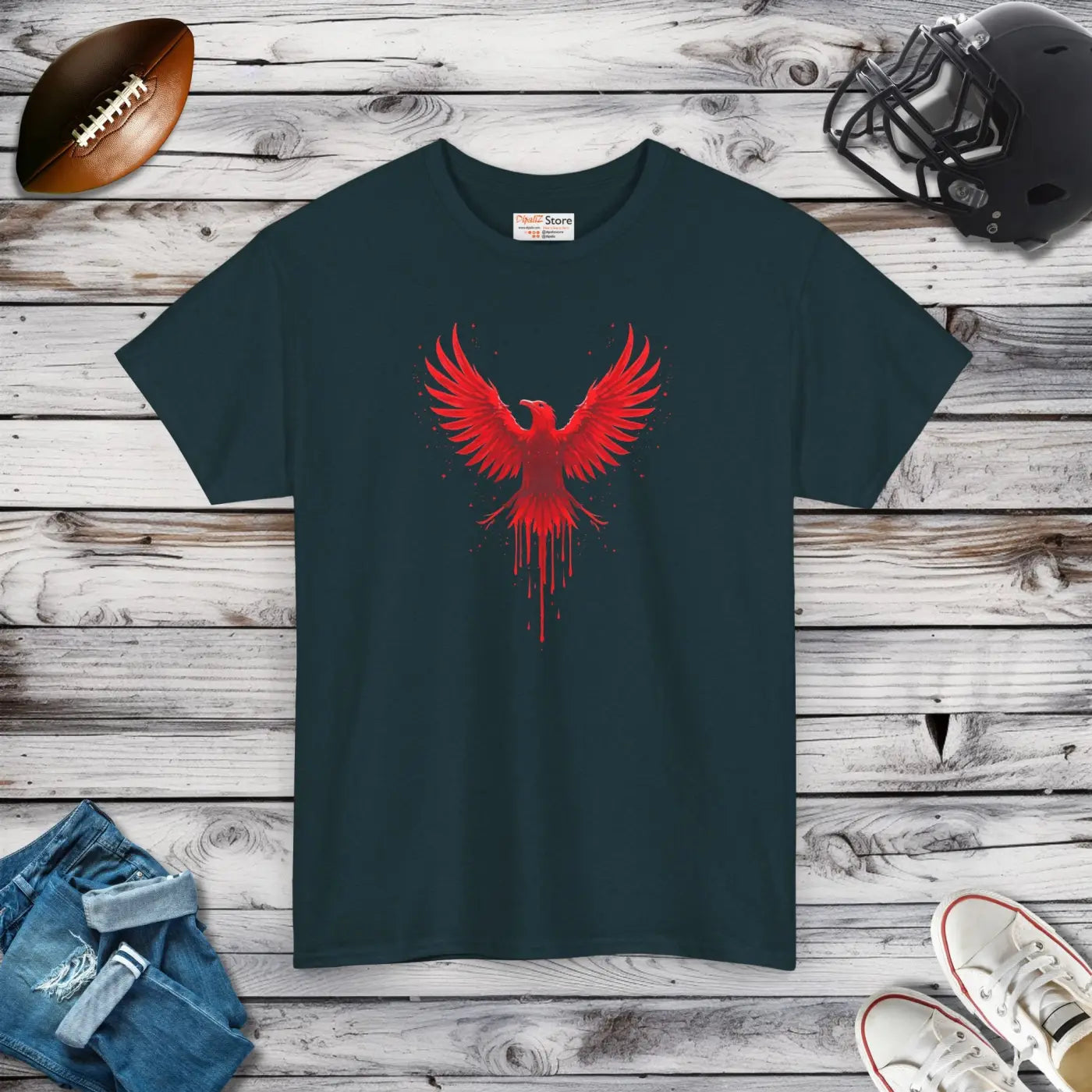 Red Eagle Unisex Heavy Cotton Tee - Bold Football Fan Design - DipaliZ
