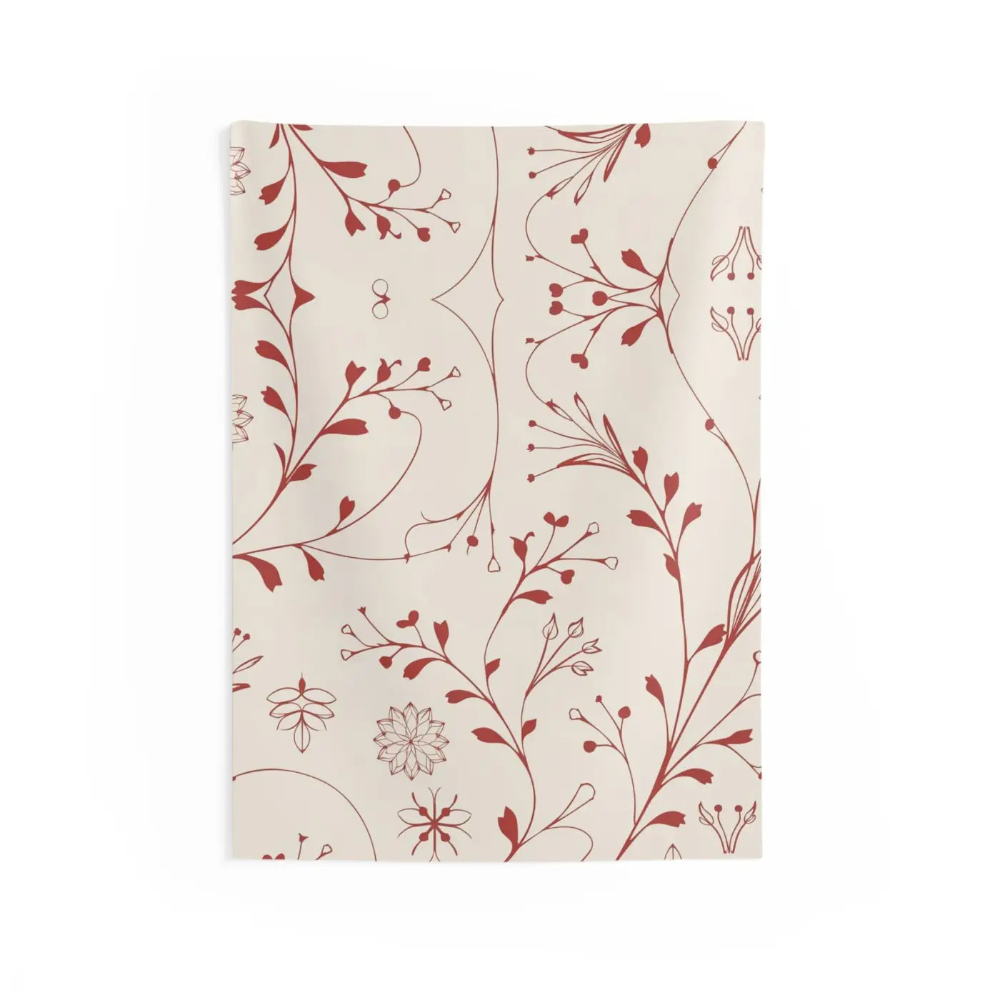 Red Floral Wall Tapestry - Polyester Home Decor - DipaliZ