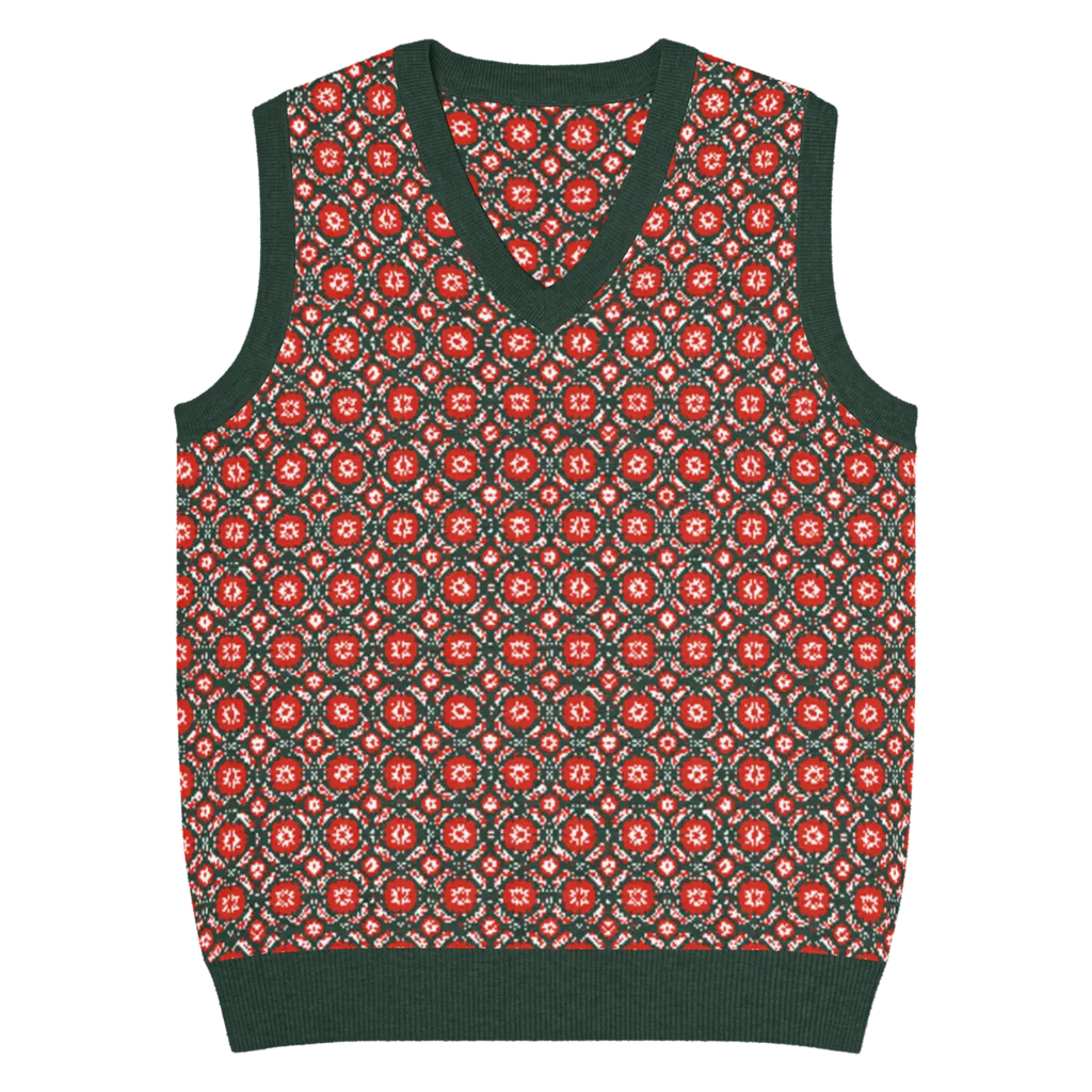 Pattern Knit Vest - Vintage Vibes Green Diamond - DipaliZ