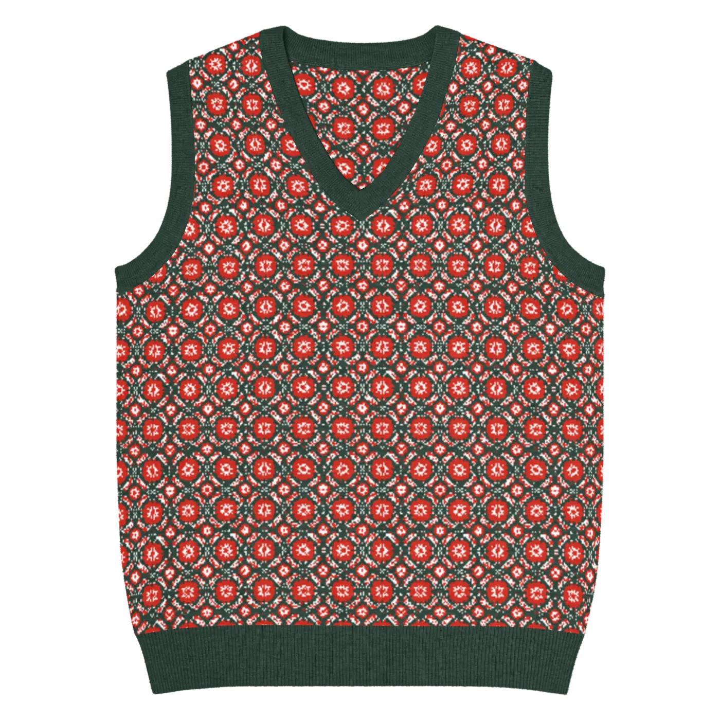 Pattern Knit Vest - Vintage Vibes Green Diamond - DipaliZ