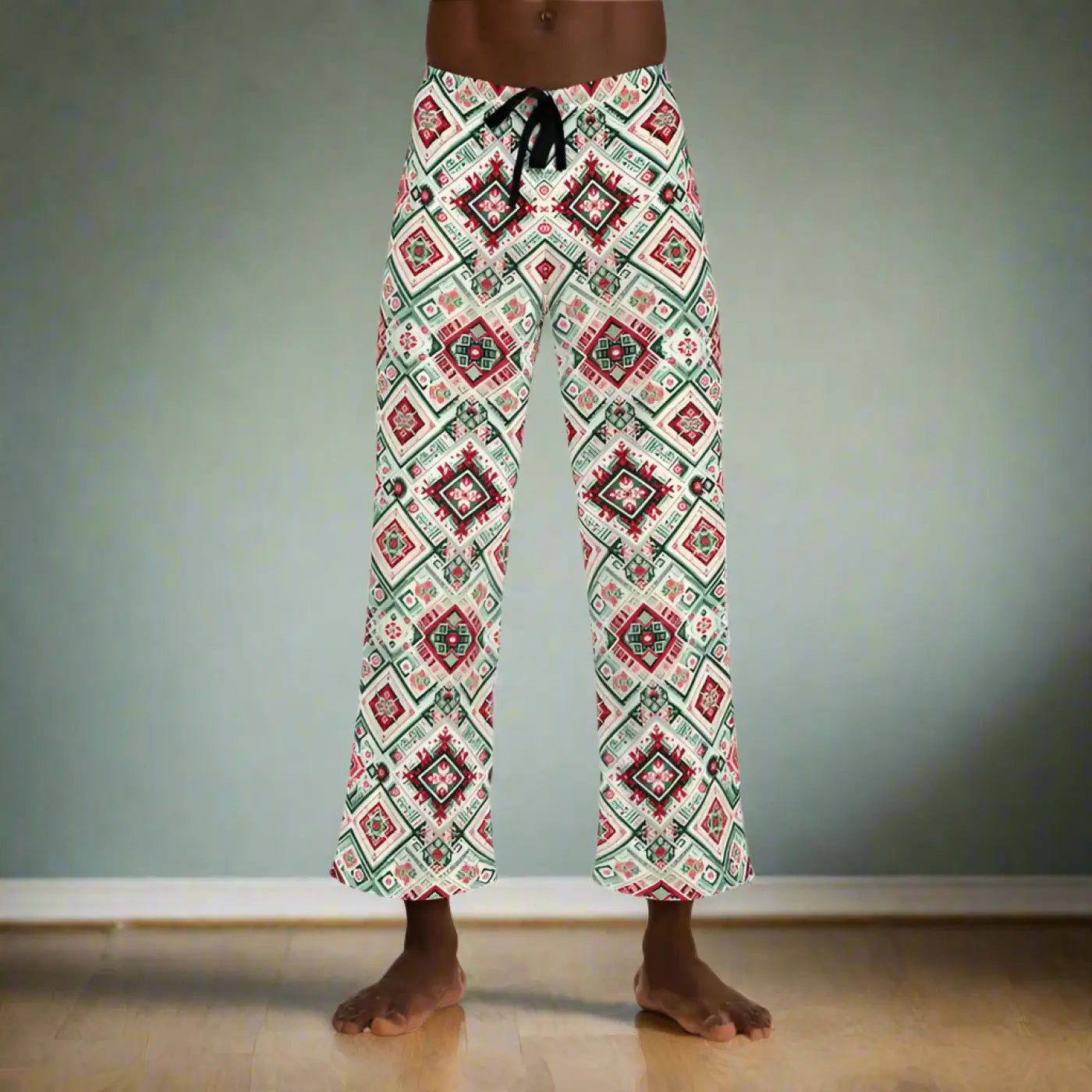 Festive Men's Pajama Pants - Holiday Polyester Jersey Knit - DipaliZ