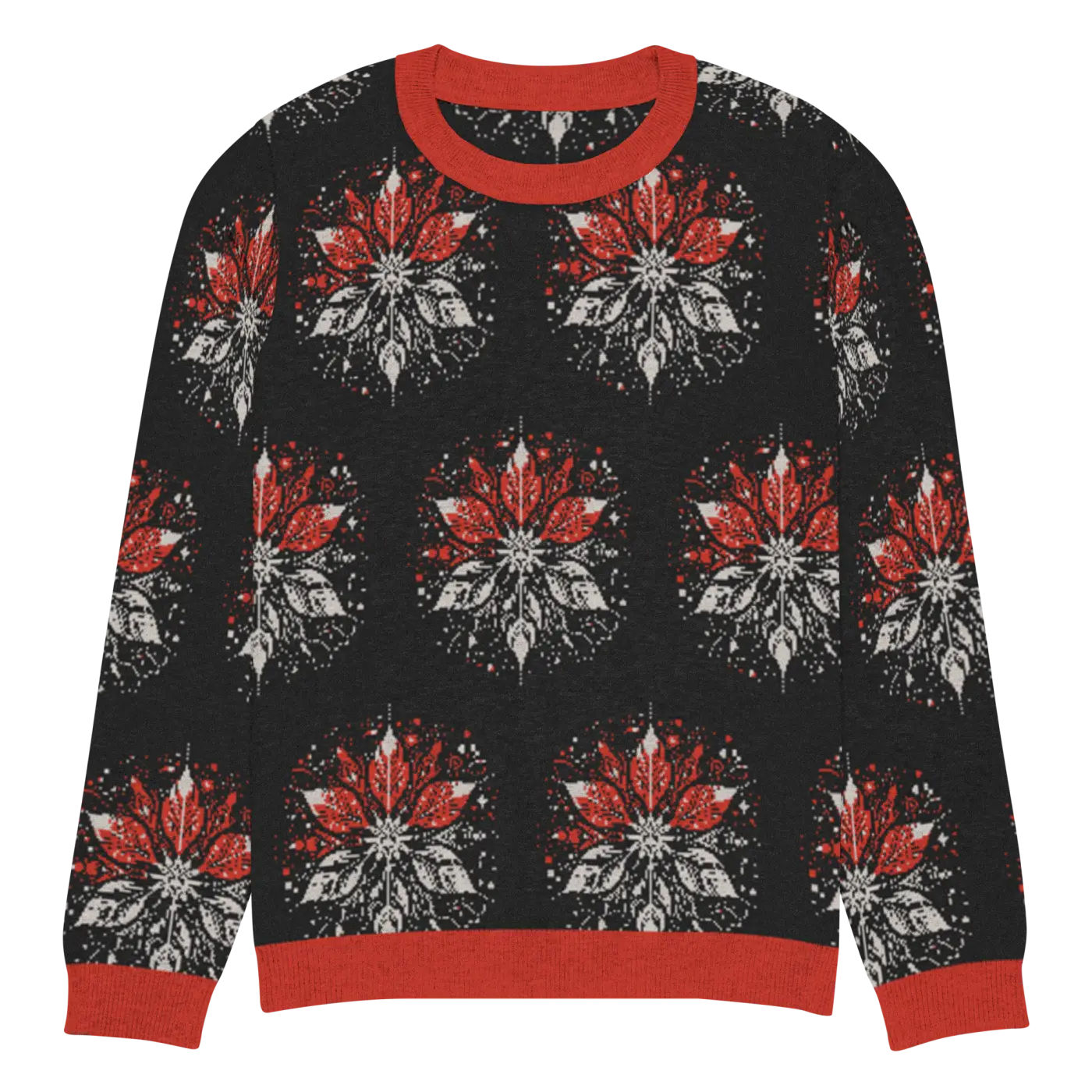 Grey Snowflake Crew Neck Sweater - Embrace Cozy Comfort - DipaliZ