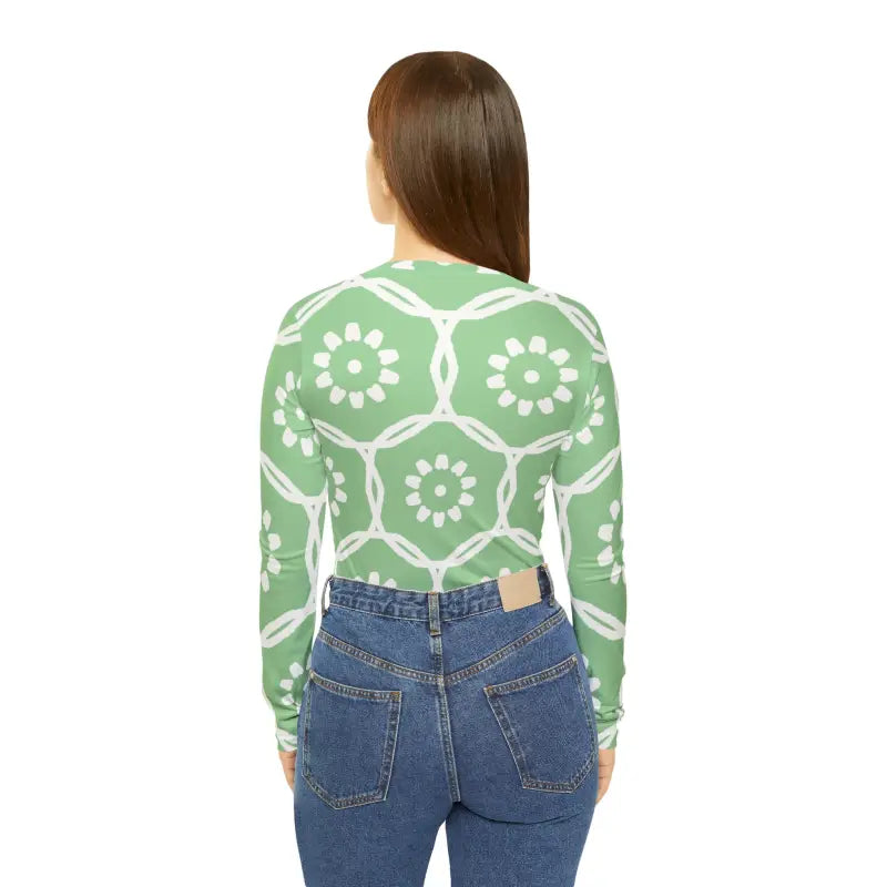 Long Sleeve V Neck Red Pattern Tee - DipaliZ