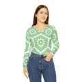 Long Sleeve V Neck Red Pattern Tee - DipaliZ