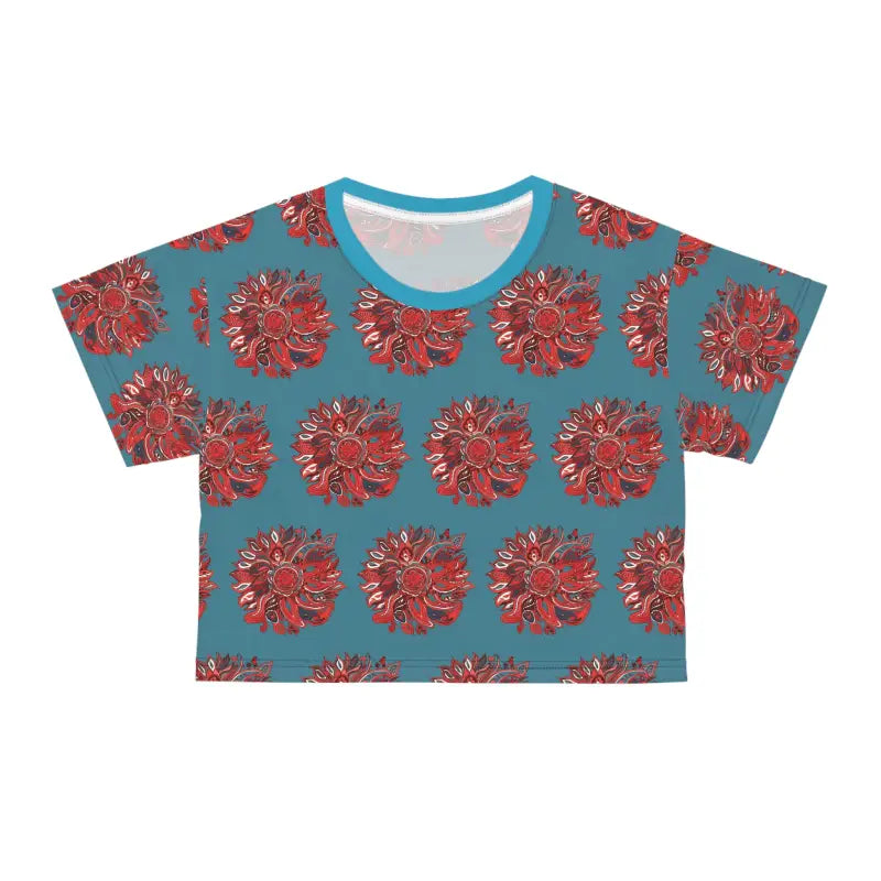 Red Pattern Crop Tee - Silky Soft Polyester - DipaliZ