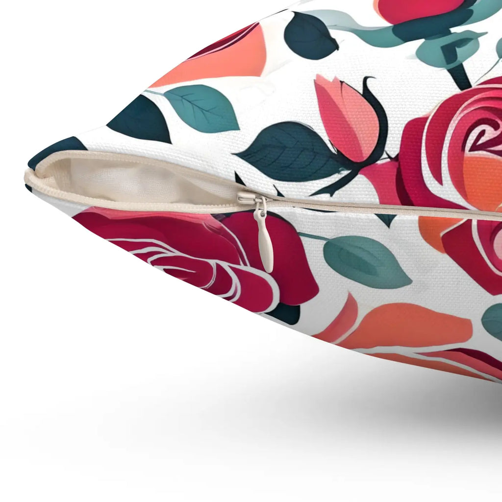 Chic Red Rose Polyester Pillow - Luxe Home Decor - DipaliZ