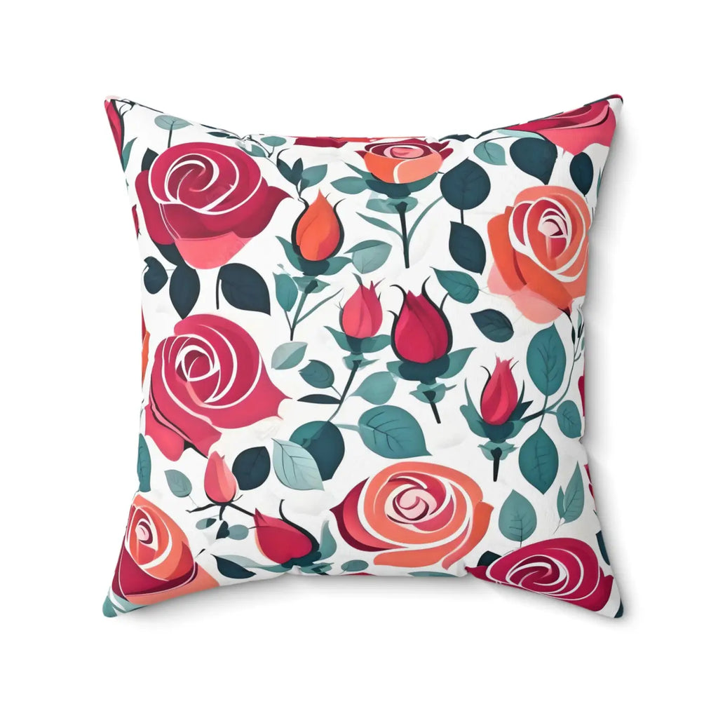 Chic Red Rose Polyester Pillow - Luxe Home Decor - DipaliZ
