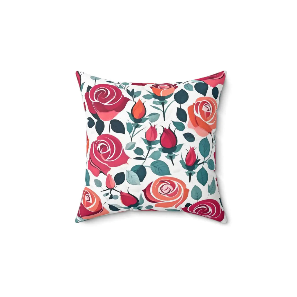 Chic Red Rose Polyester Pillow - Luxe Home Decor - DipaliZ