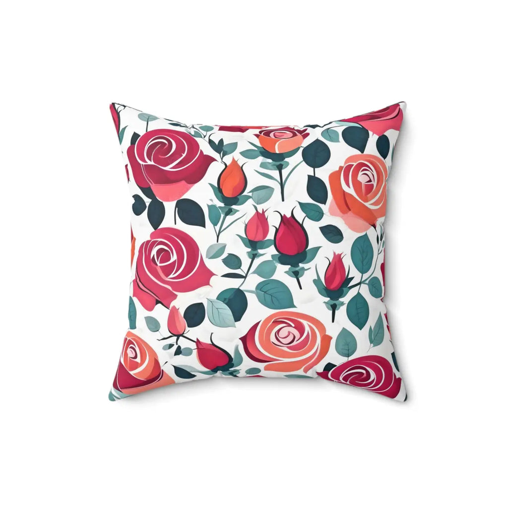 Chic Red Rose Polyester Pillow - Luxe Home Decor - DipaliZ