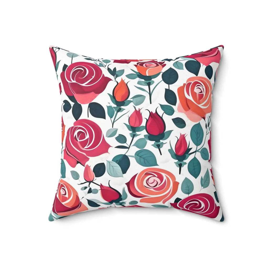 Chic Red Rose Polyester Pillow - Luxe Home Decor - DipaliZ