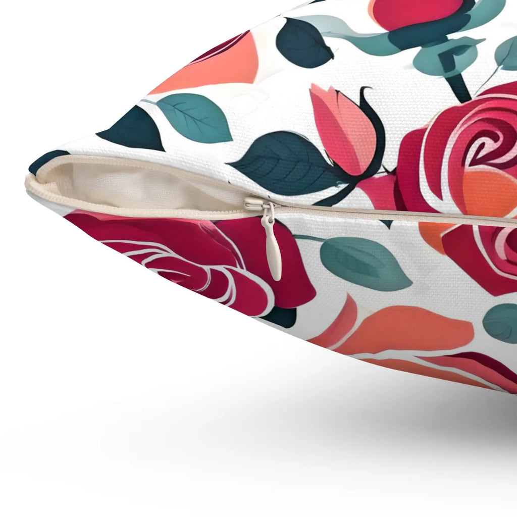 Chic Red Rose Polyester Pillow - Luxe Home Decor - DipaliZ