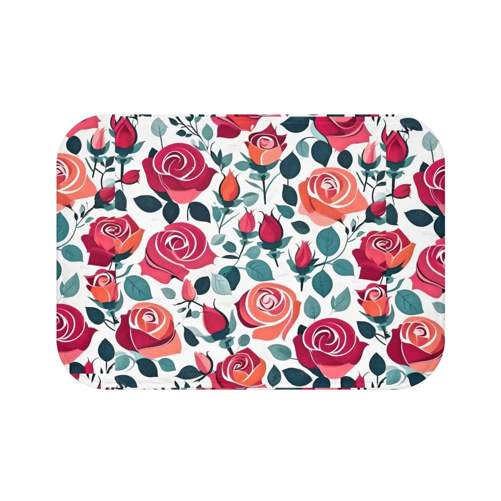Red Rose Bath Mat - Plush Floral Bathroom Decor - DipaliZ