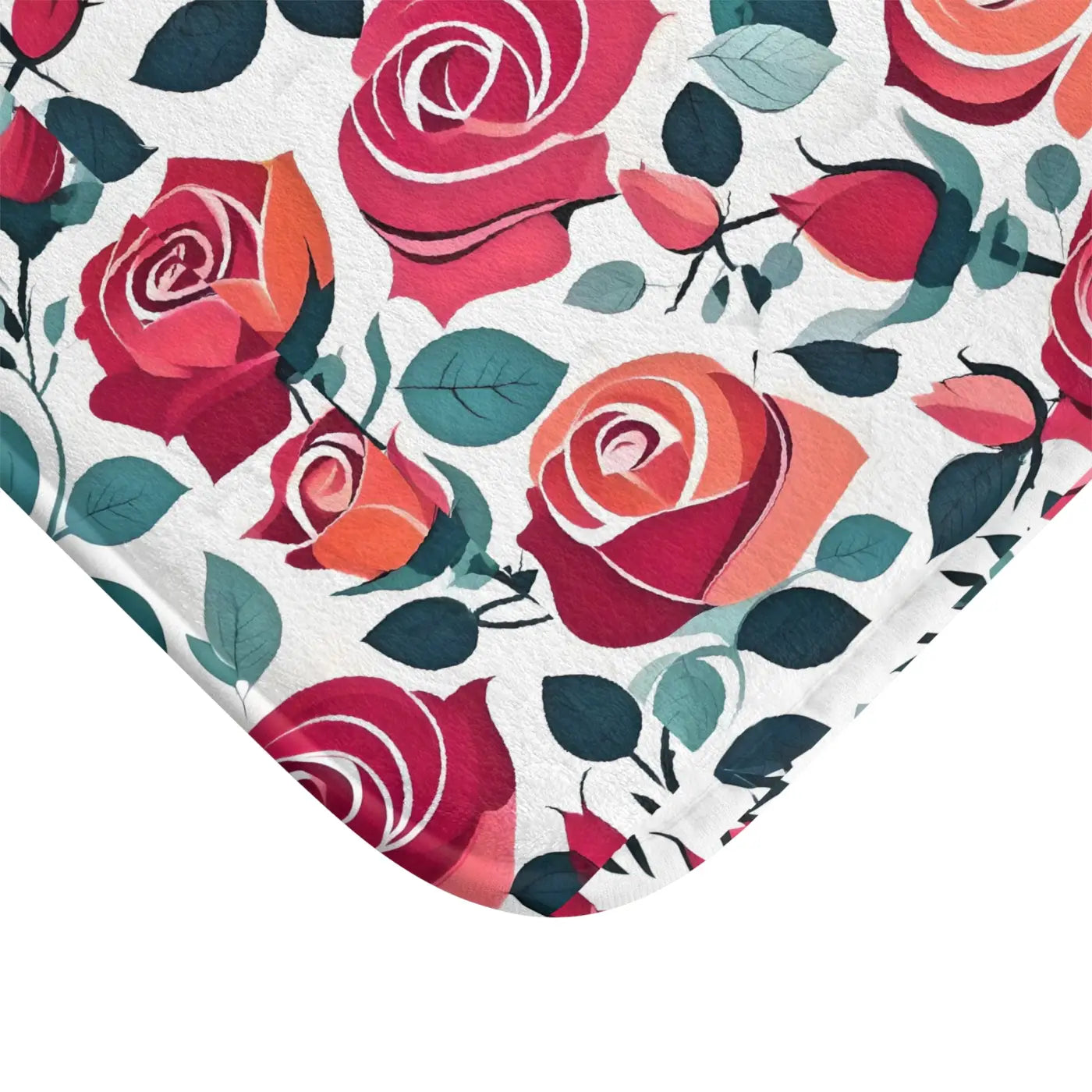 Red Rose Bath Mat - Plush Floral Bathroom Decor - DipaliZ