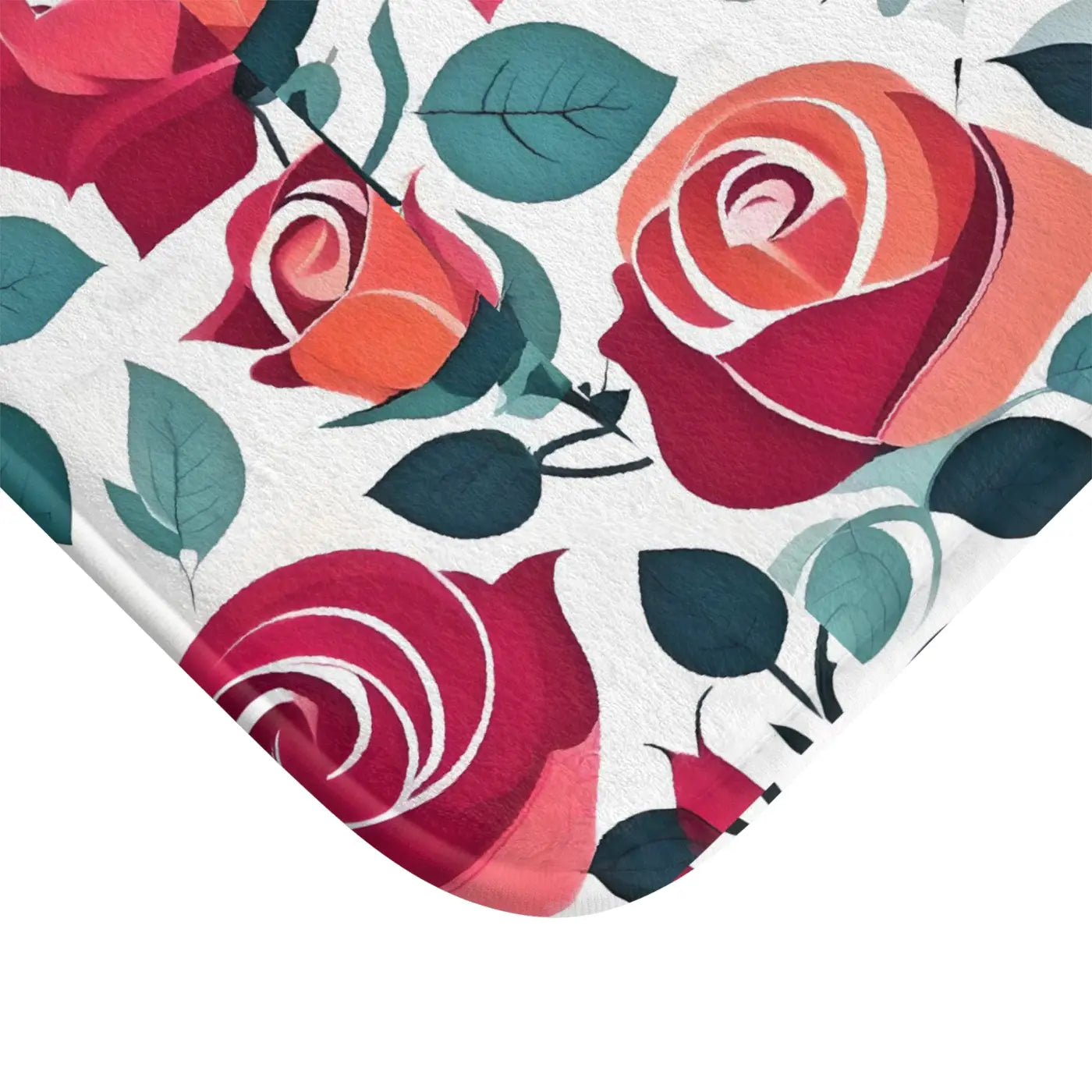 Red Rose Bath Mat - Plush Floral Bathroom Decor - DipaliZ