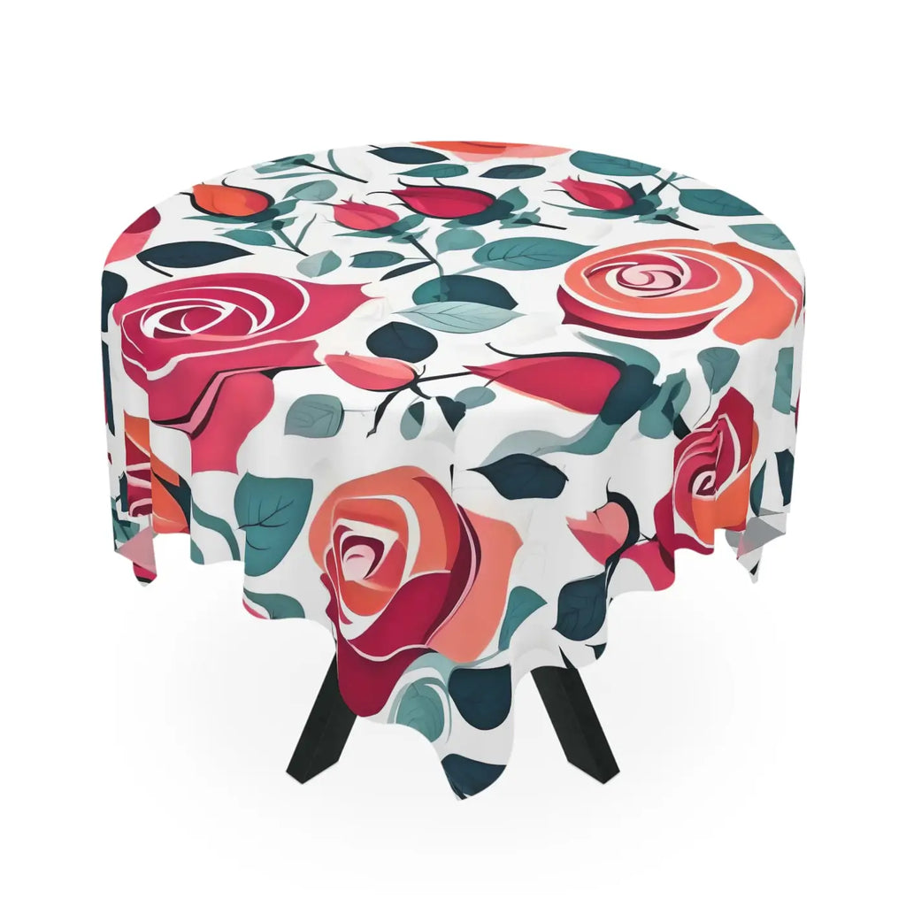 Rose Flowers Tablecloth - Vibrant Red Rose Blooms Design - DipaliZ