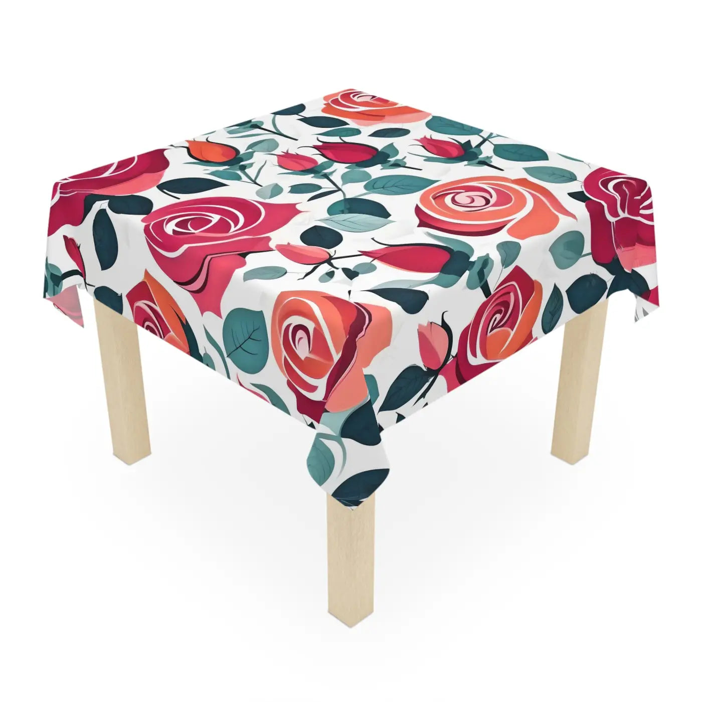 Rose Flowers Tablecloth - Vibrant Red Rose Blooms Design - DipaliZ