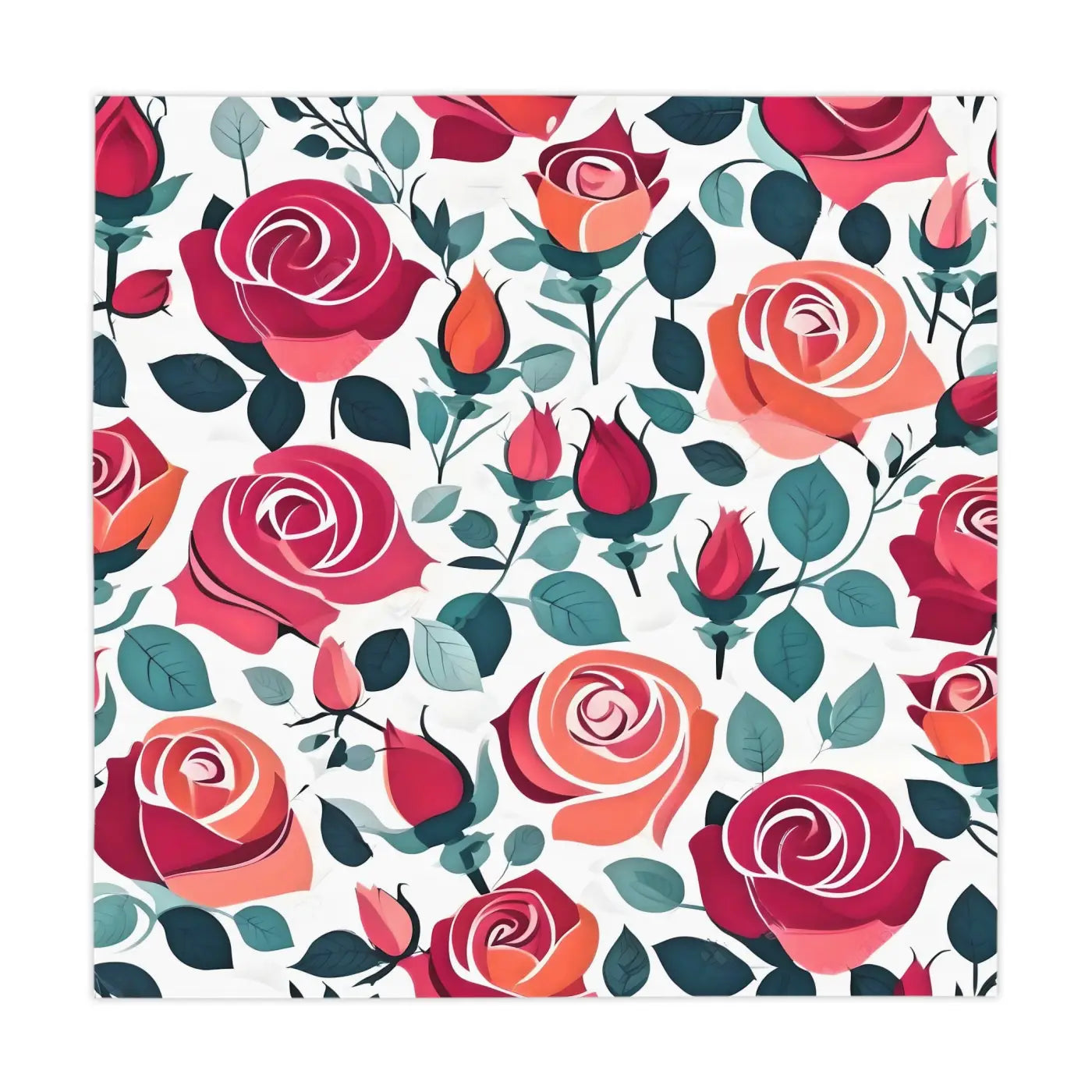 Rose Flowers Tablecloth - Vibrant Red Rose Blooms Design - DipaliZ