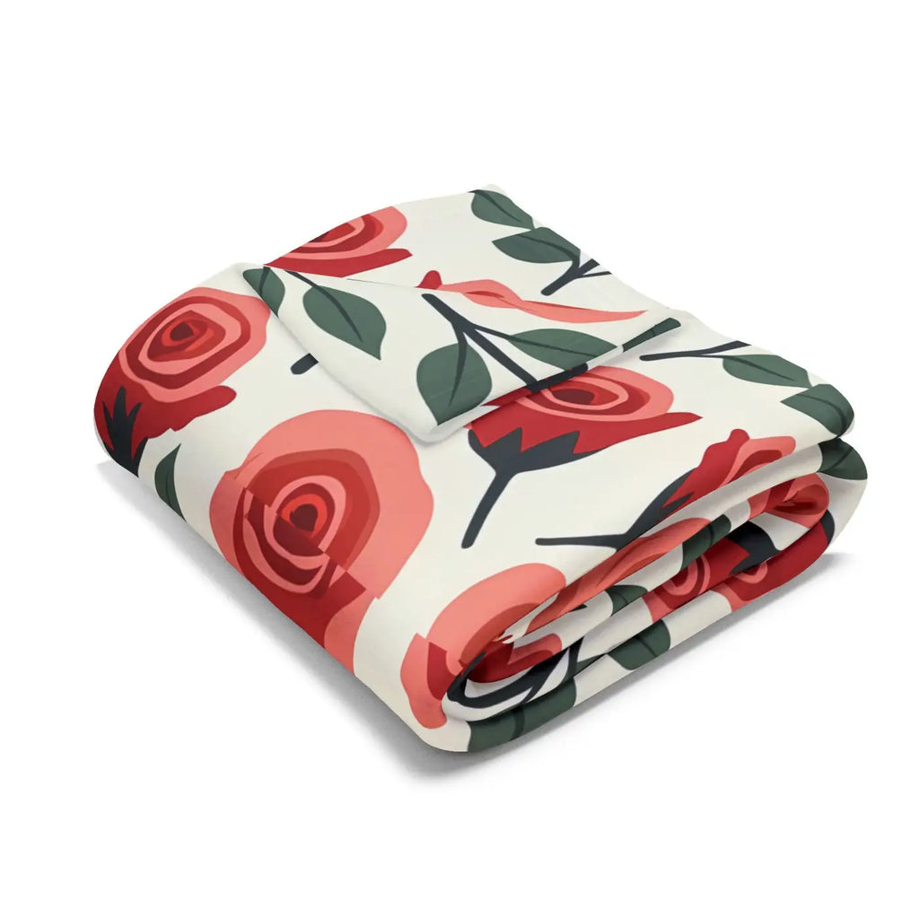 Roses Arctic Fleece Blanket - Soft Red Luxury Warmth - DipaliZ