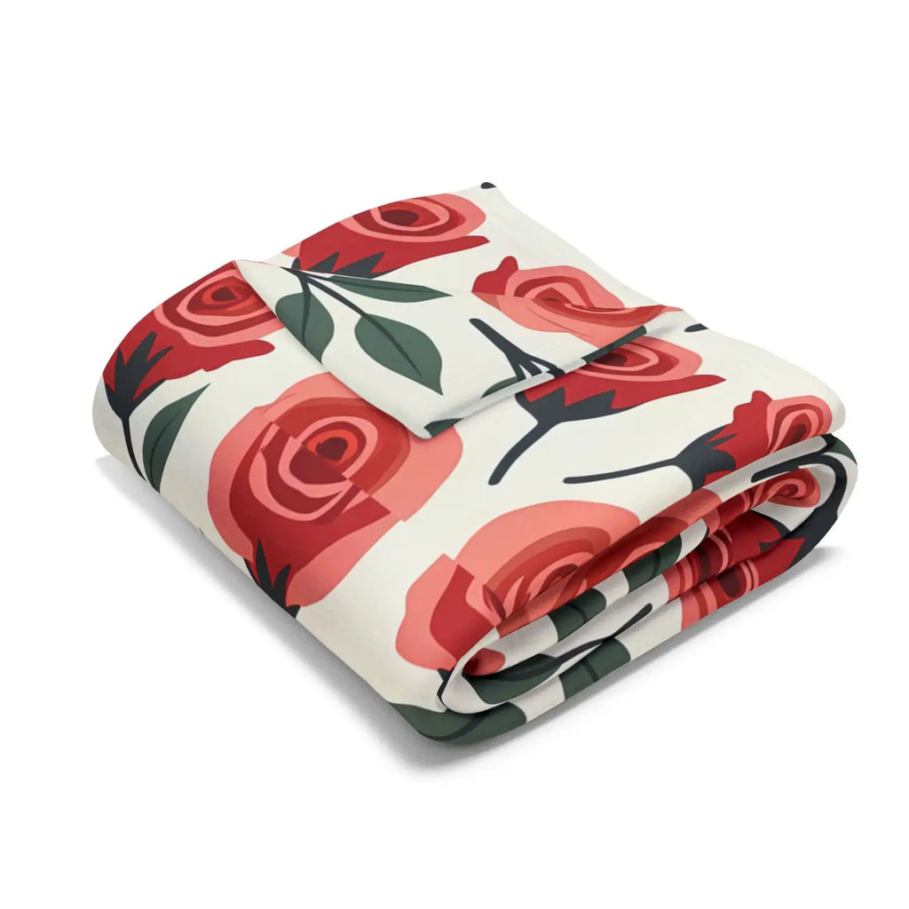 Roses Arctic Fleece Blanket - Soft Red Luxury Warmth - DipaliZ