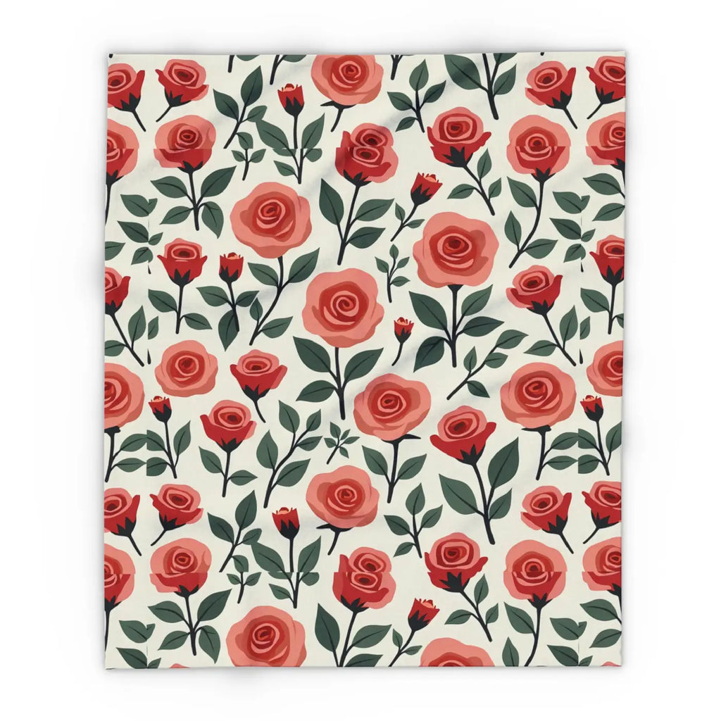 Roses Arctic Fleece Blanket - Soft Red Luxury Warmth - DipaliZ