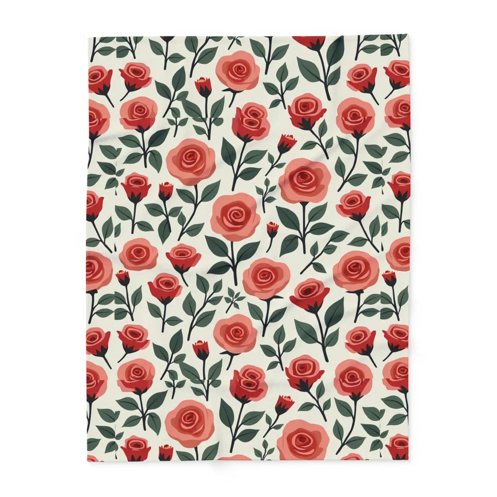 Roses Arctic Fleece Blanket - Soft Red Luxury Warmth - DipaliZ