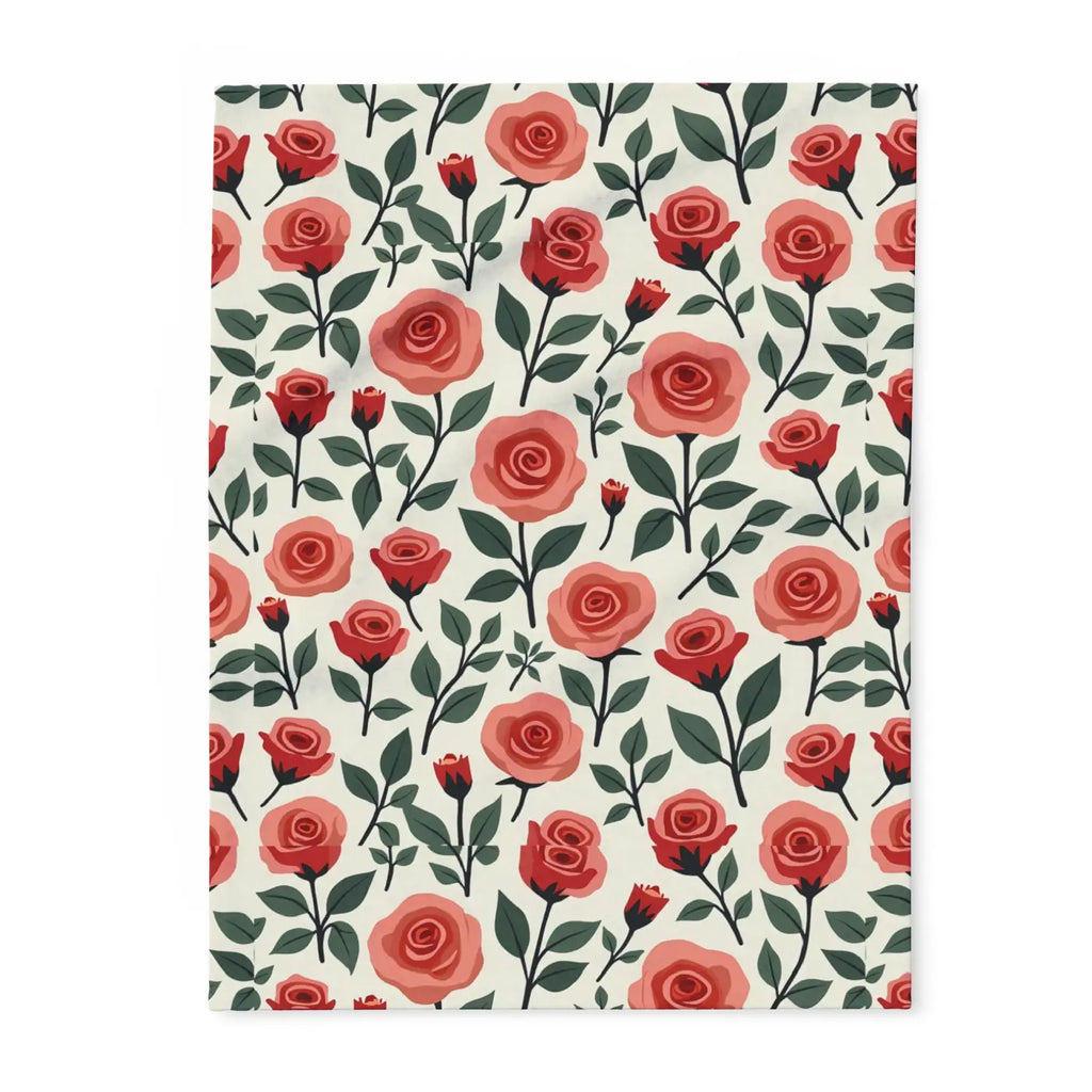 Roses Arctic Fleece Blanket - Soft Red Luxury Warmth - DipaliZ