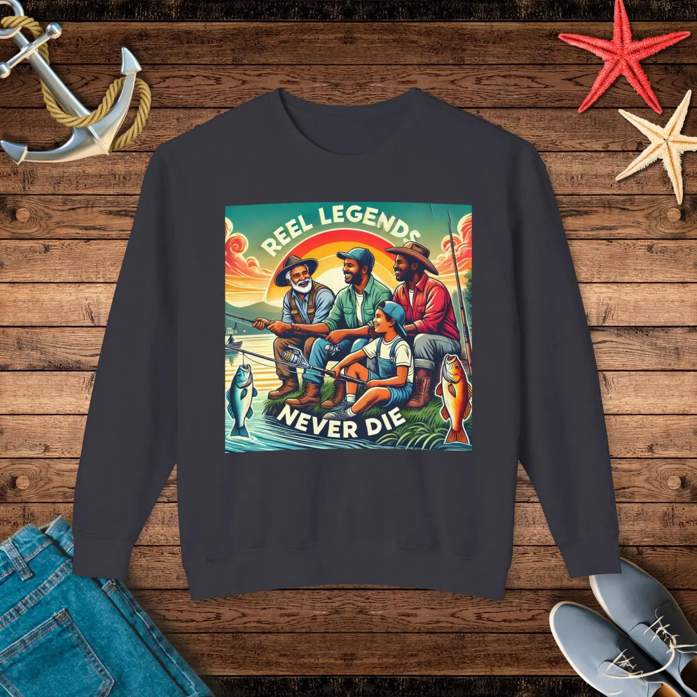 Reel Legends Lightweight Crewneck Sweatshirt - Ring-Spun Cotton - DipaliZ