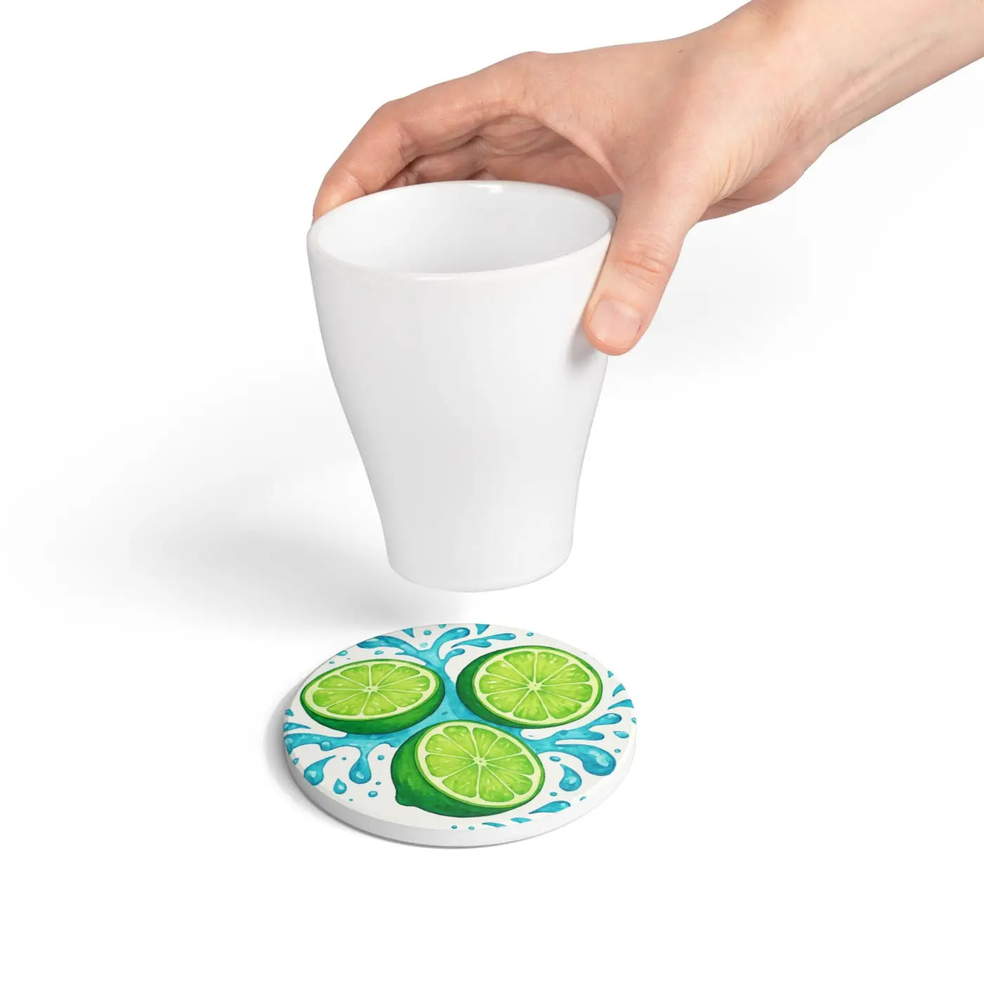Refreshing Lime Ceramic Coaster Set - Tropical Vibes - DipaliZ