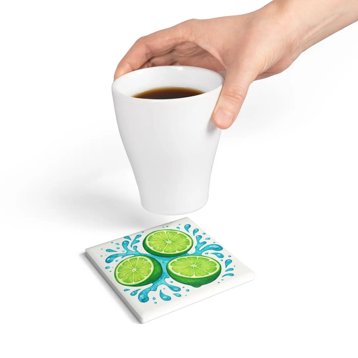 Refreshing Lime Ceramic Coaster Set - Tropical Vibes - DipaliZ