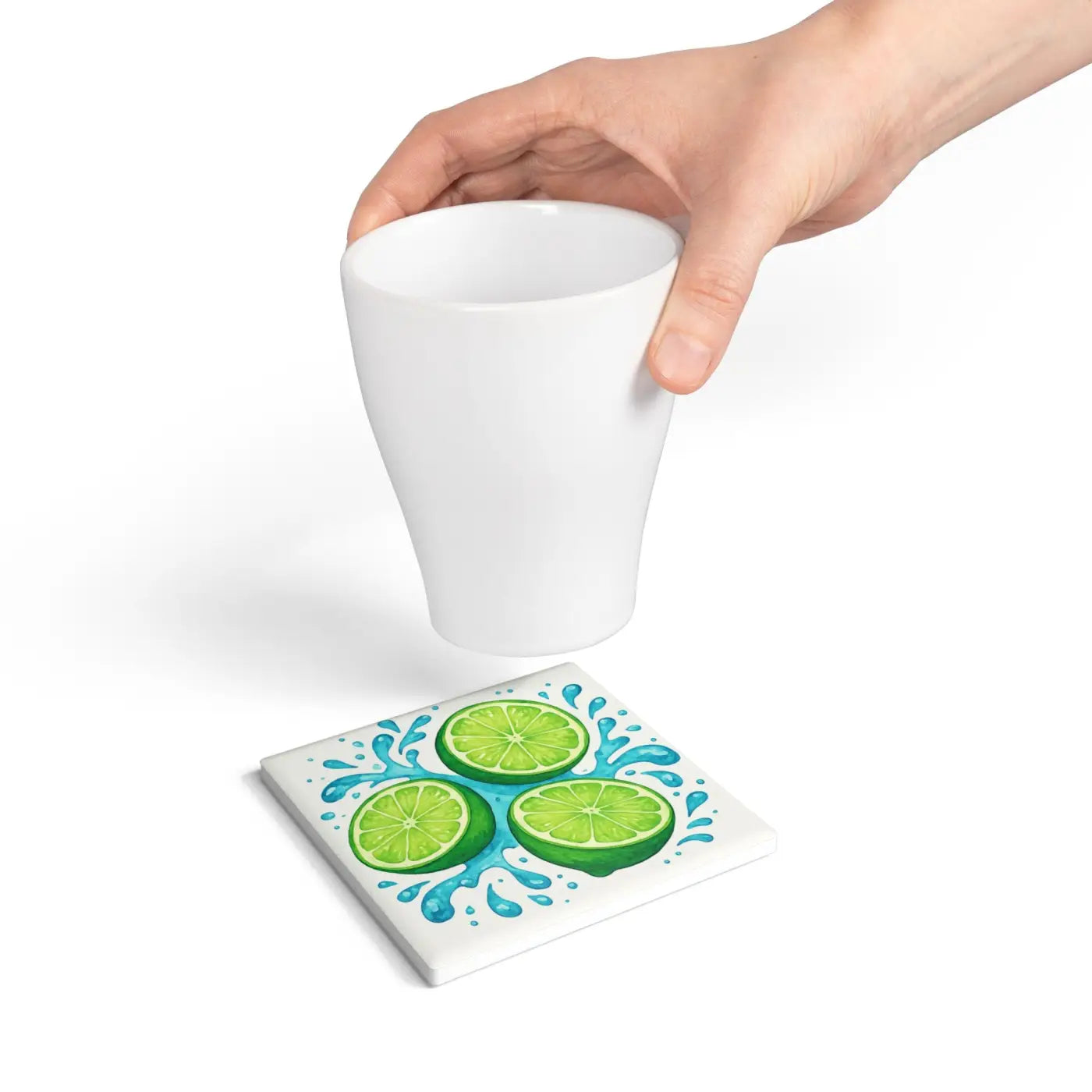 Refreshing Lime Ceramic Coaster Set - Tropical Vibes - DipaliZ
