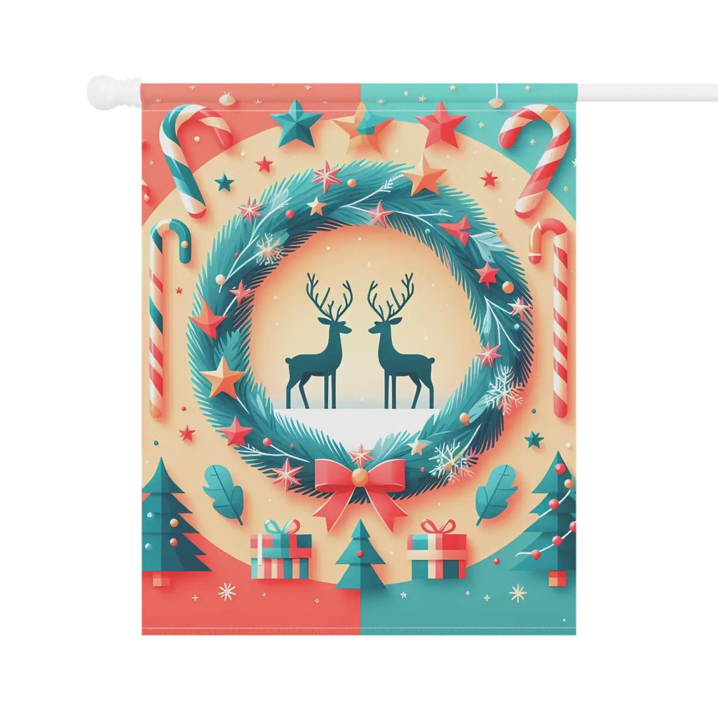 Reindeer Christmas Poplin-Canvas House Banner - Festive Decor - DipaliZ