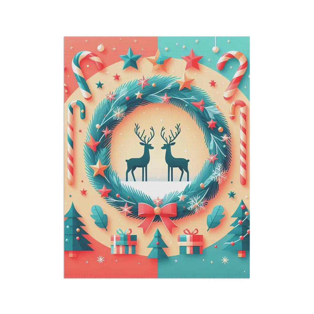 Reindeer Christmas Poplin-Canvas House Banner - Festive Decor - DipaliZ
