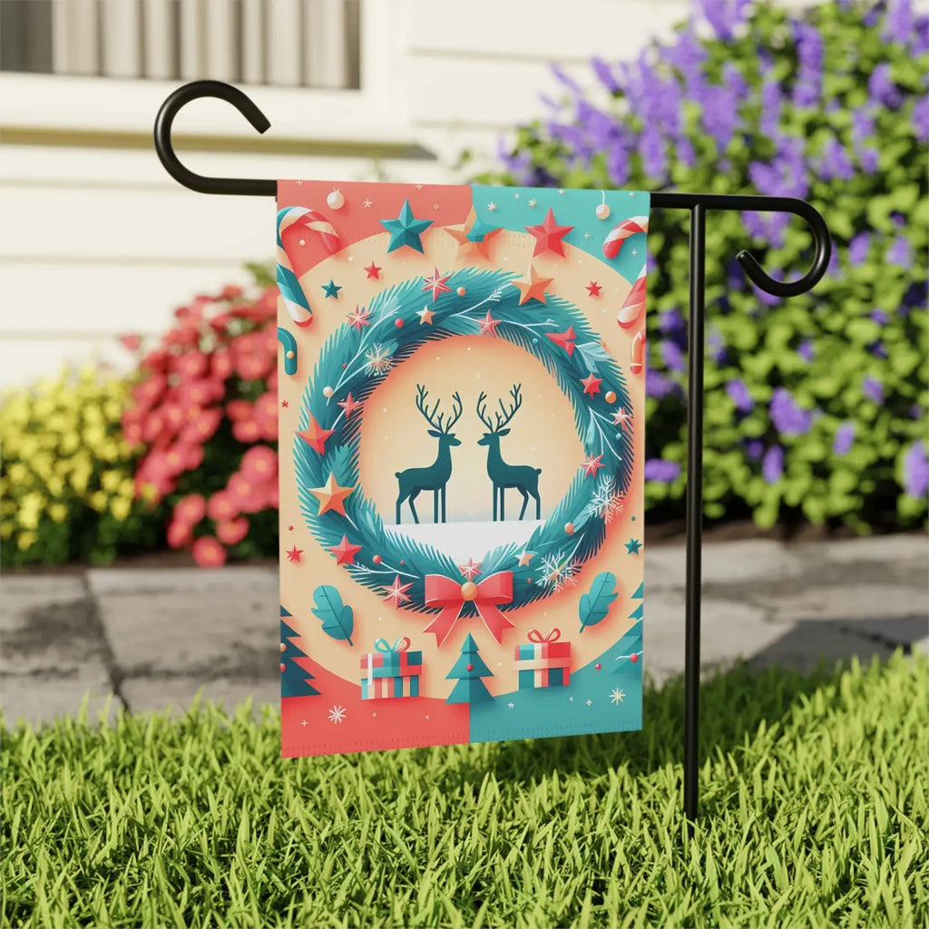 Reindeer Christmas Poplin-Canvas House Banner - Festive Decor - DipaliZ